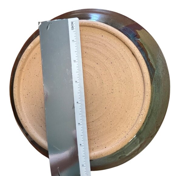 Handmade Artist Signed Ceramic Centerpiece Bowl Earthy Glaze possible flaw PICS - Picture 3 of 12